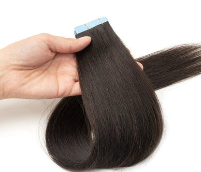 Premium Tape-In Human Hair Extensions - 100% Natural Straight Remy Hair | Easy Installation for Women (12"-24")