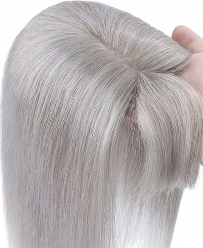 100% Real Human Hair Topper with Bangs – Natural Look, Tangle-Free, Multiple Colors & Sizes