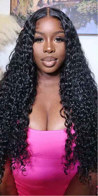 Brazilian Remy Water Wave Lace Closure Wig – 20-30 Inches, 6x4 Glueless Lace, 180% Density, Natural Black