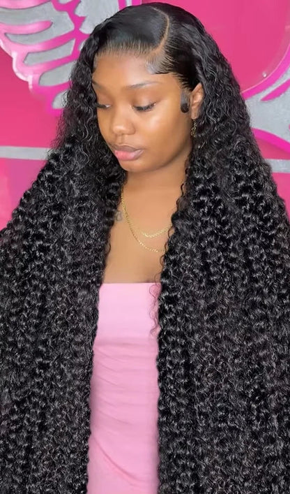 Long Deep Wave Burmese Hair Wig – 100% Remy Human Hair, Glueless Transparent Lace, 26-36 Inches, 200% Density