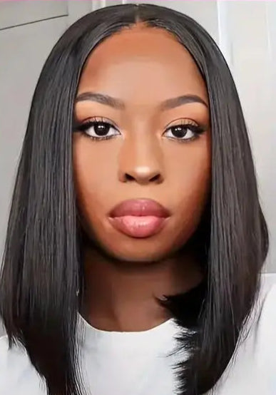 Glueless 4x4 Lace Front Straight Bob Wig – Natural Black Brazilian Remy Hair