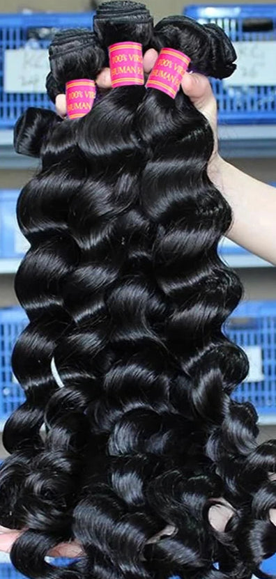 Premium Peruvian Loose Wave Hair Bundles – 100% Human Hair, Natural Color, Can Be Dyed & Permed, 8-32 Inches
