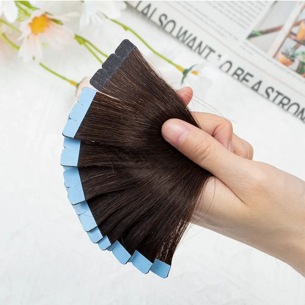 Mini Tape Hair Extensions – 100% Natural Human Hair, Straight  Adhesive Extensions for Seamless Volume