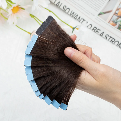 Mini Tape Hair Extensions – 100% Natural Human Hair, Straight  Adhesive Extensions for Seamless Volume