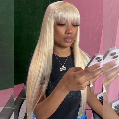 26+ Inch Straight 613 Honey Blonde Human Hair Wig – 180% Density, Dyeable & Long-Lasting