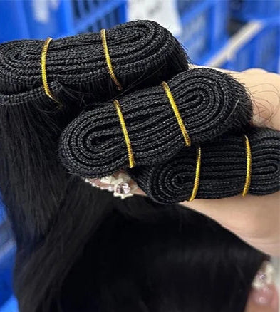 100% Raw Vietnamese Virgin Human Hair Bundles – Straight, 10-28 Inch, Double Drawn, Natural Black