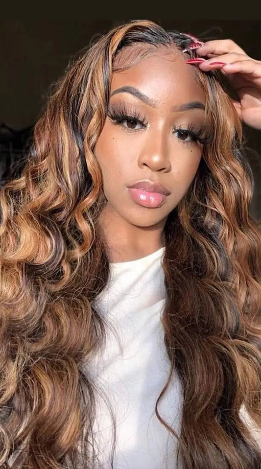 Long Wavy Lace Front Wig – Natural Black Synthetic Heat-Resistant Wig for Daily Use