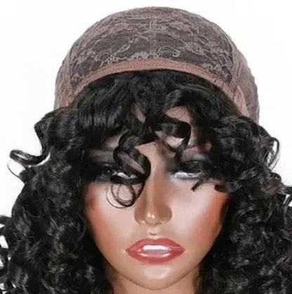 Bouncy Curly Bob Wig with Bangs – 9A Virgin Human Hair, Pixie Cut, Shedding-Free, Tangle-Free