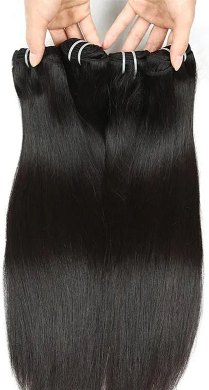 100% Raw Vietnamese Virgin Human Hair Bundles – Straight, 10-28 Inch, Double Drawn, Natural Black