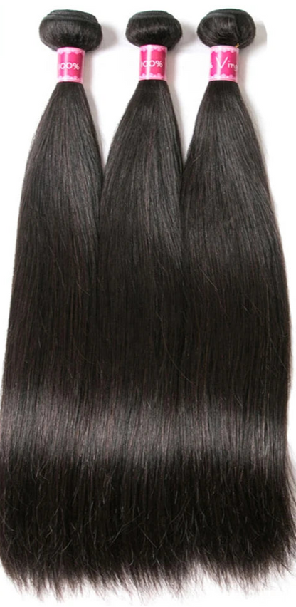 Younsolo Straight Virgin Hair Bundles – Human Hair Extensions, Natural Black, 8''-30''