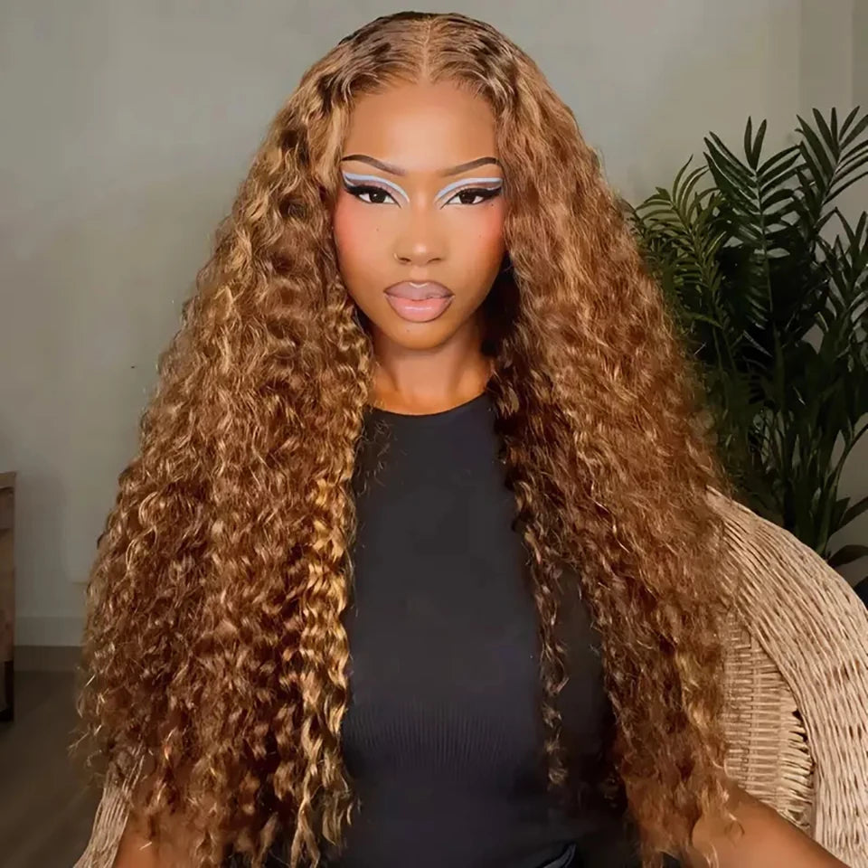 Long Deep Wave Lace Front Wig – 100% Human Hair, Glueless, Transparent Swiss Lace, 26+ Inches