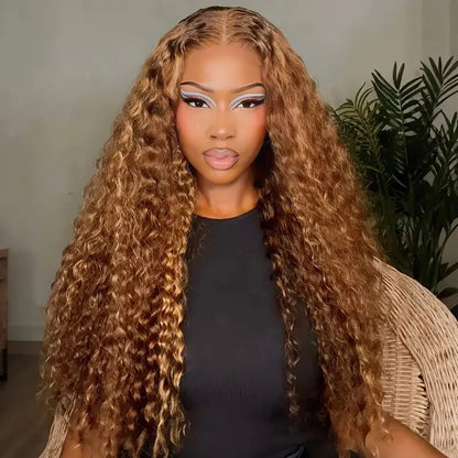 Long Deep Wave Lace Front Wig – 100% Human Hair, Glueless, Transparent Swiss Lace, 26+ Inches
