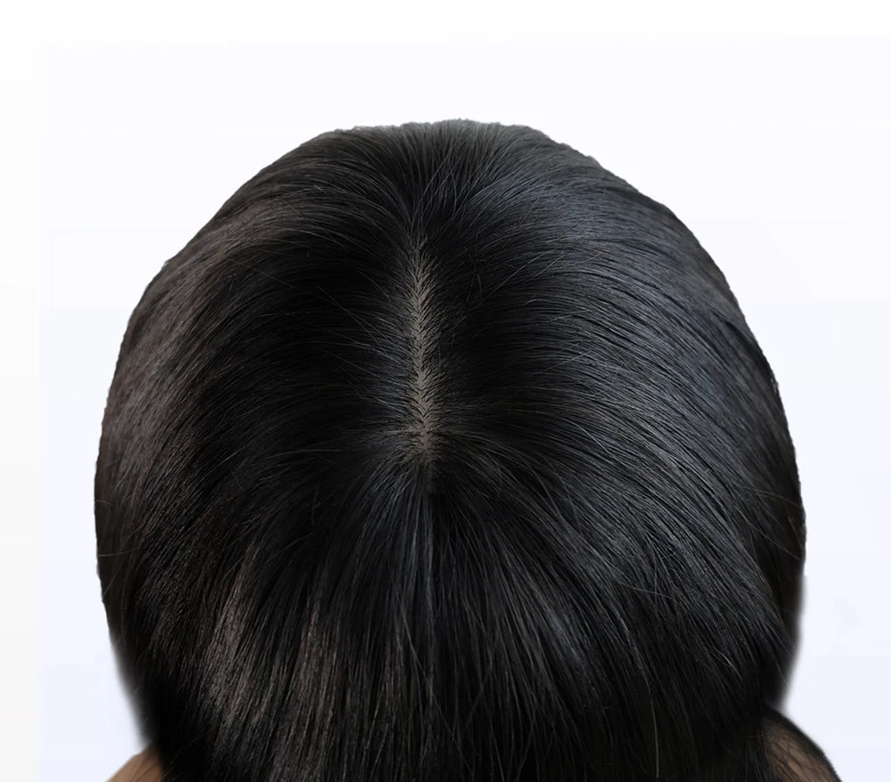 Premium Straight Human Hair Wig with Bangs – Transparent Lace, Natural Hairline & 30-36 Inch Length