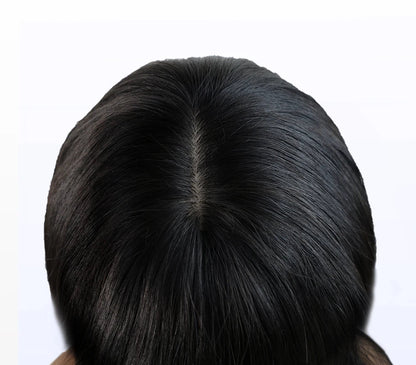 Premium Straight Human Hair Wig with Bangs – Transparent Lace, Natural Hairline & 30-36 Inch Length