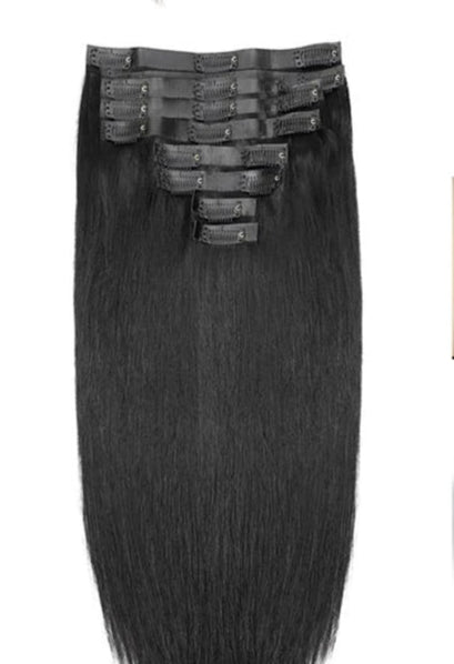 Silky Straight Clip-In Hair Extensions - Pure Color, Perm & Dye Ready, 10pcs/Set