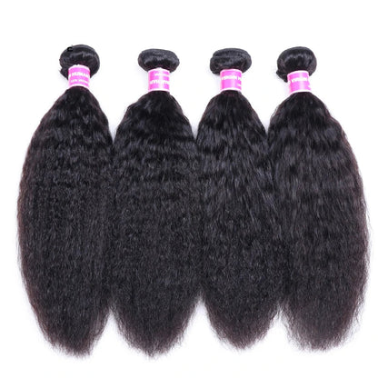 UNice Kinky Straight Hair Bundles – 100% Virgin Human Hair Extensions, Double Weft