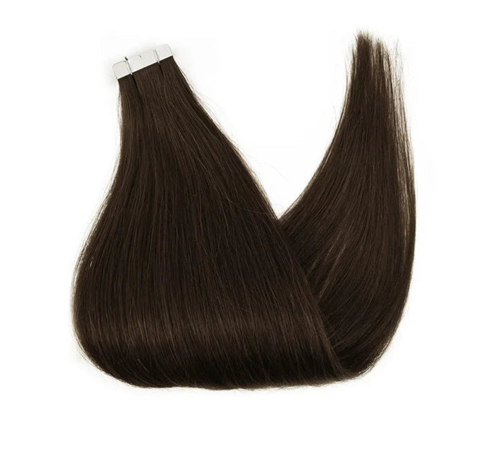 ZURIA Mini Tape-In Hair Extensions - 100% Human Hair, 12-24 Inch, 16 Pcs Straight Silky Extensions