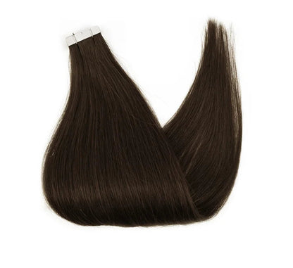 ZURIA Mini Tape-In Hair Extensions - 100% Human Hair, 12-24 Inch, 16 Pcs Straight Silky Extensions