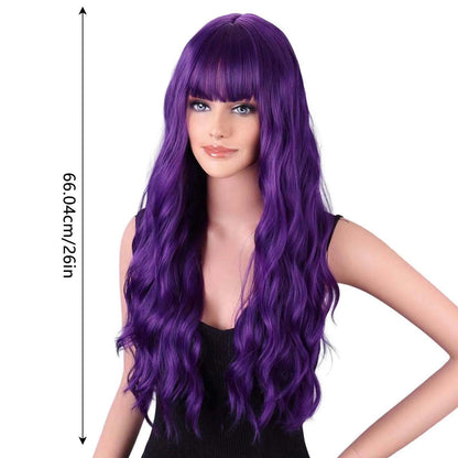 Purple Long Loose Wave Synthetic Wig – Vibrant Cosplay Party Wig for Women, High-Temperature Fiber