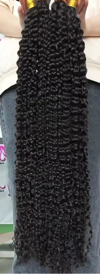 Deep Wave Hair Bundles - 100% Human Hair Extensions, Natural Color, Machine Double Weft