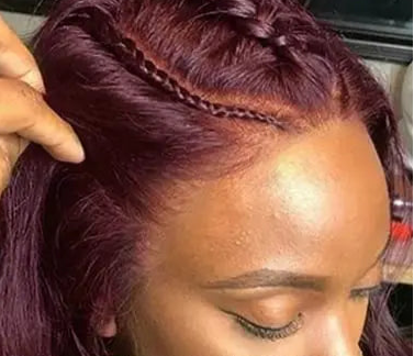 Deep Purple Body Wave Lace Front Wig – Dark Burgundy Glueless T-Part Synthetic Wig, Pre-Plucked Hairline, High-Quality, Affordable