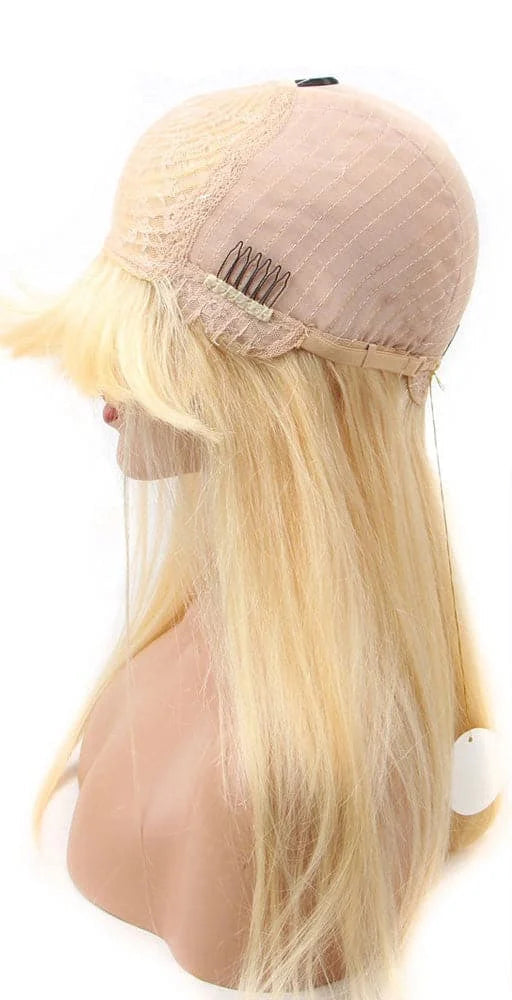 26+ Inch Straight 613 Honey Blonde Human Hair Wig – 180% Density, Dyeable & Long-Lasting
