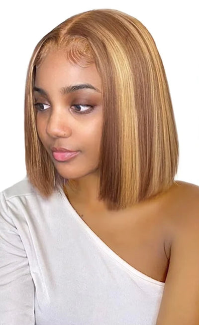 Brazilian Straight Lace Front Wig – 100% Remy Human Hair, Transparent Lace, Available in 4-16 Inches