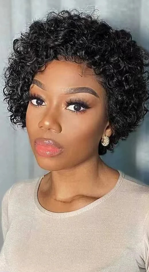 Short Curly Pixie Cut Lace Front Wig – Hair, 13x4 Transparent Swiss Lace