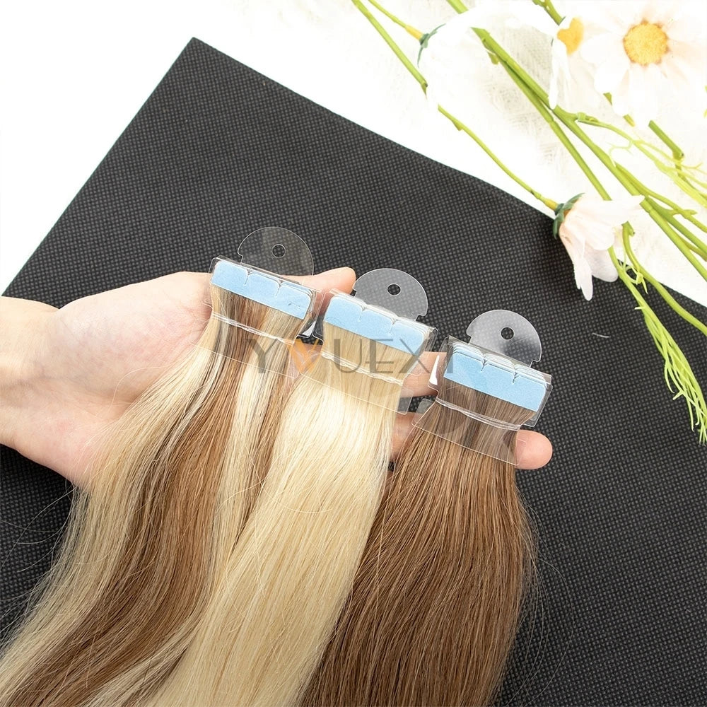 Mini Tape Hair Extensions – 100% Natural Human Hair, Straight  Adhesive Extensions for Seamless Volume