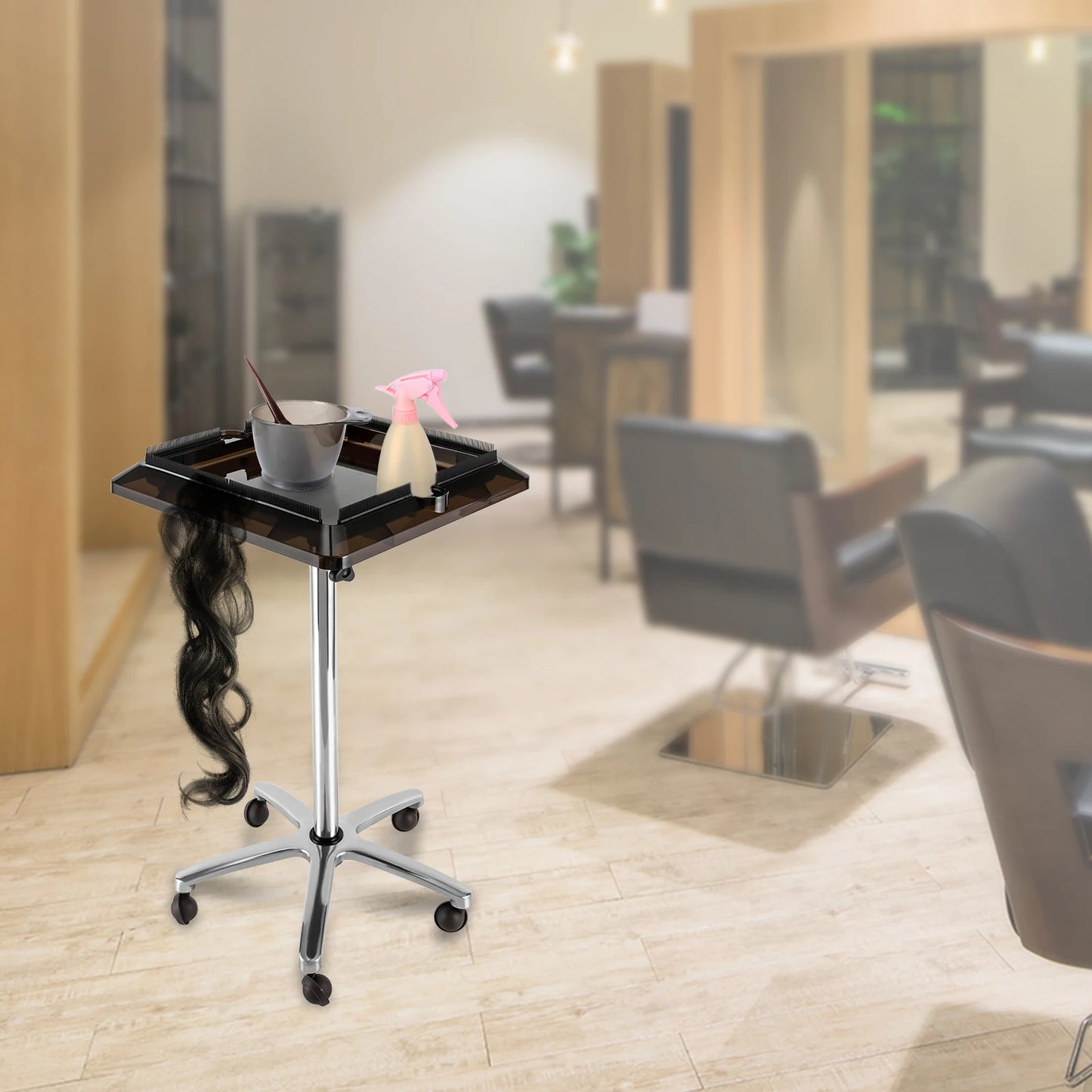Adjustable Salon Trolley with Removable Tray for Hair Extensions & Styling Tools | High-Quality Rolling Cart