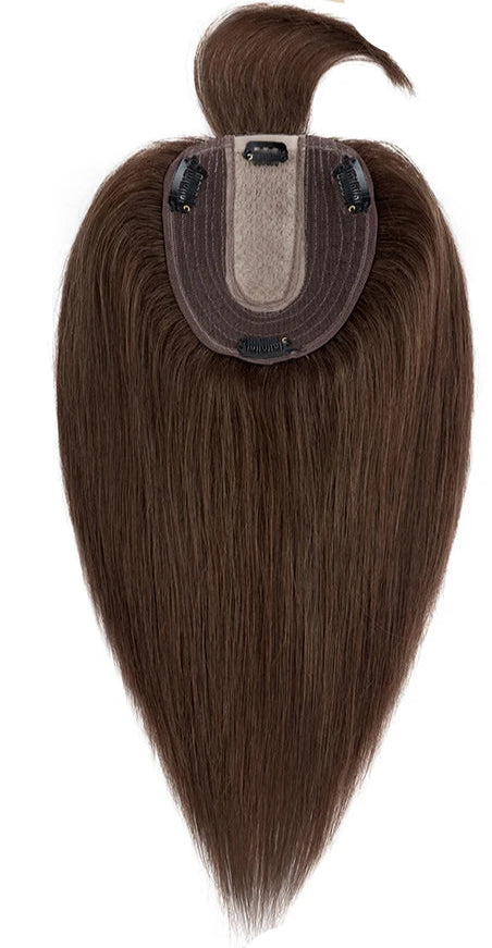 100% Real Human Hair Topper with Bangs – Natural Look, Tangle-Free, Multiple Colors & Sizes