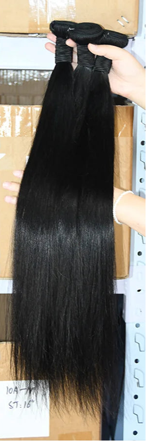 Straight Human Hair Extensions - Natural Black, Chemical-Free & Dye-Friendly