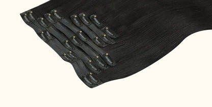 Premium Straight Human Hair Extensions - 10pcs Set, Dyeable & Restylable