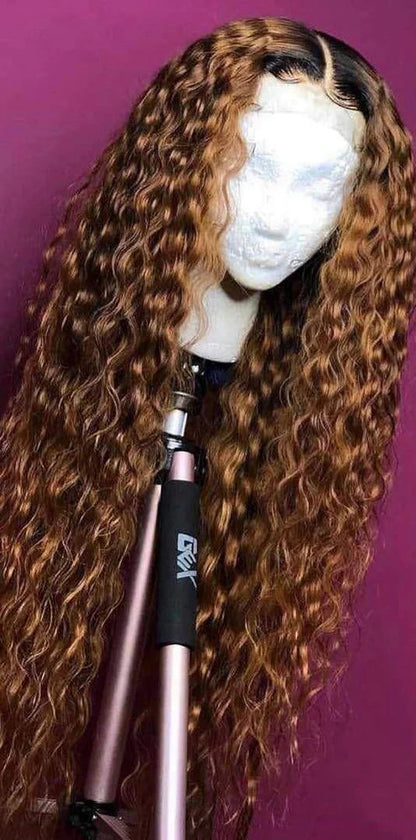 Curly T-Part Glueless Synthetic Lace Wig – Light Brown Lace, Pre-Plucked Hairline, Affordable, Comfortable Fit