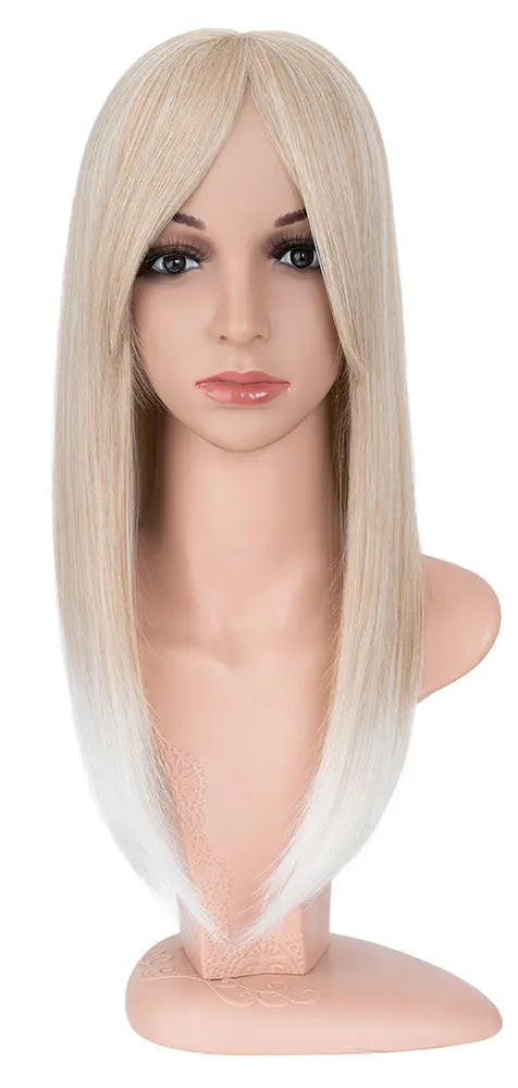18-inch Synthetic Hair Topper – Soft Straight with 6x6 Lace Base & 4 Anti-Slip Clips for Instant Volume