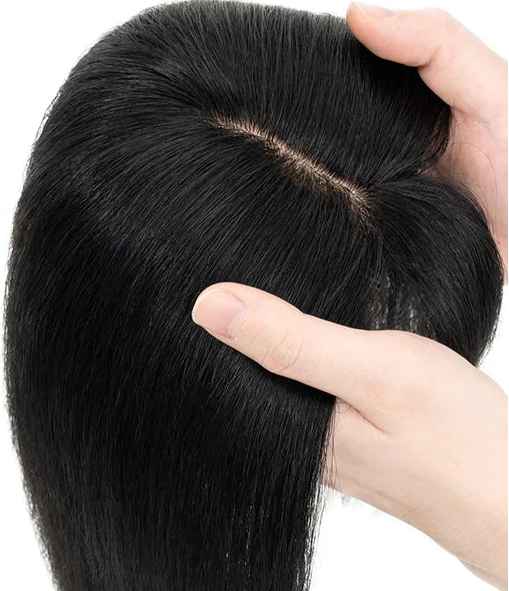 100% Real Human Hair Topper with Bangs – Natural Look, Tangle-Free, Multiple Colors & Sizes