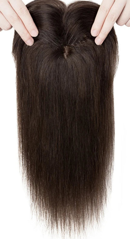 Lace Base Human Hair Toppers with Bangs – 10x12cm, Straight Texture, Natural Hairline