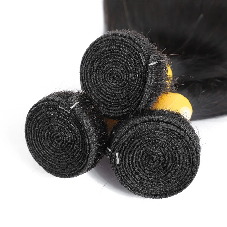 Premium 100% Straight Human Hair Bundles – Unprocessed Natural Hair Extensions (10-40 Inch)