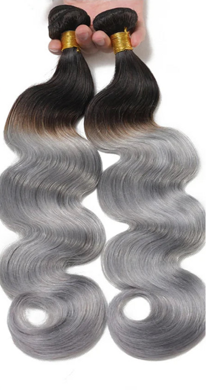 30-Inch Body Wave Human Hair Bundles – Silver/Gray 1B/11B Weave Extensions