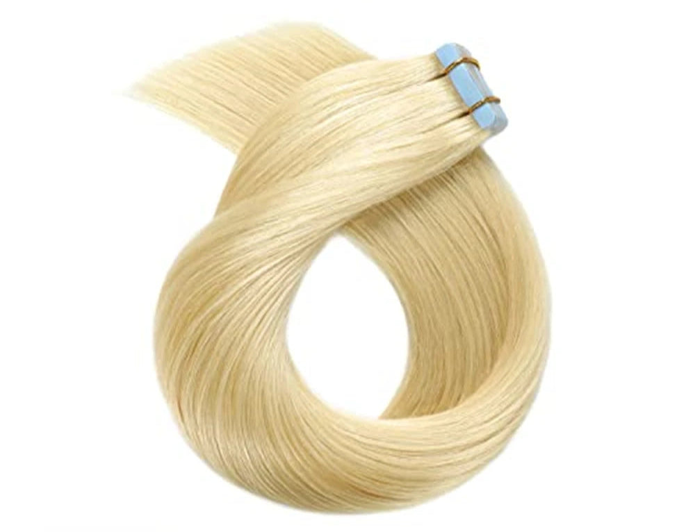 Premium 100% Human Hair Tape-In Extensions | 20 Pcs/Lot, Straight Texture, Reusable Blue Tape, Salon Quality