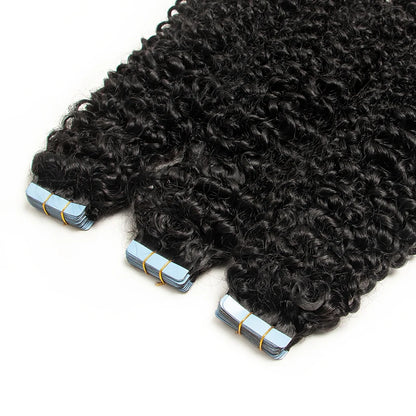 Premium 100% Human Hair Tape-In Extensions – Silk Straight, Body Wave, Kinky Curly, Water Wave | 12-26 Inch, 20-80 Pieces