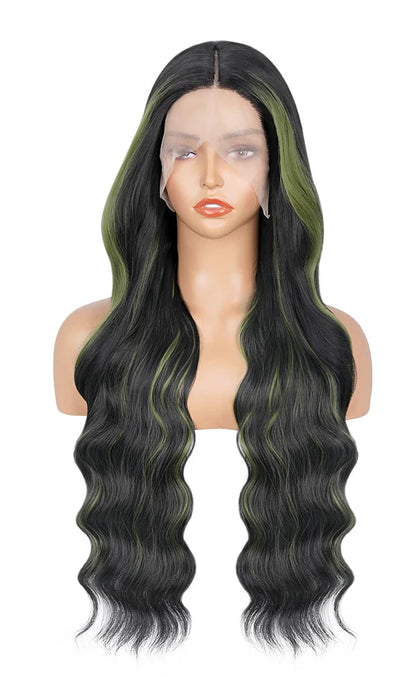 Ginger Orange Ombre Lace Front Wig – Long Wavy Glueless Synthetic Wig for Women, Heat-Resistant, Pre-Plucked