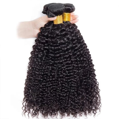 Kinky Curly Human Hair Weaving Extensions - Double Machine Weft, Permed, Suitable for Darker Colors