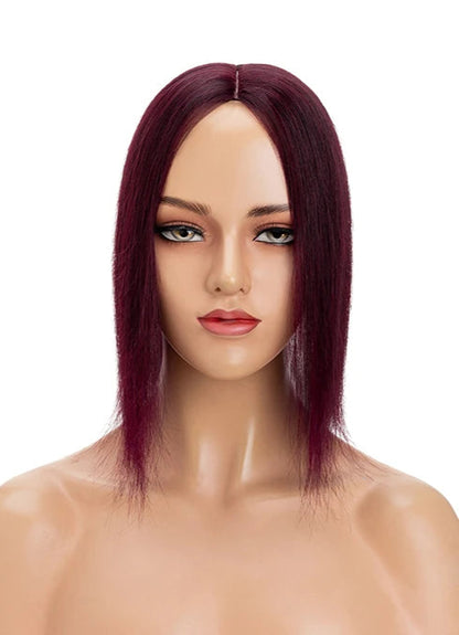 Silk Base Human Hair Toppers for Women – 100% Real Hair, Straight, Natural Volume