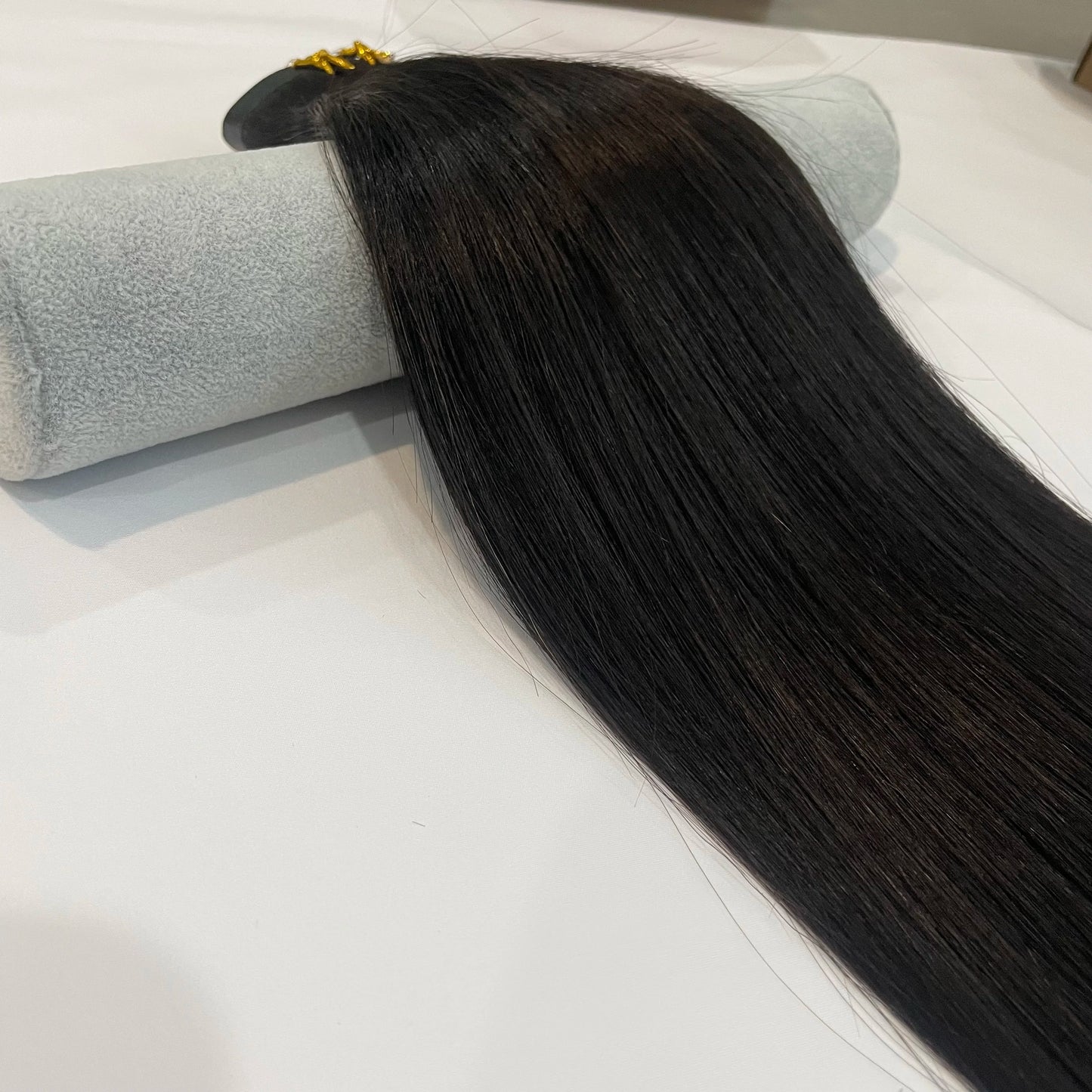 Seamless Clip-In Hair Extensions – 100% Virgin Indian Straight Hair, No Chemicals, 6pcs/Set, Natural Black