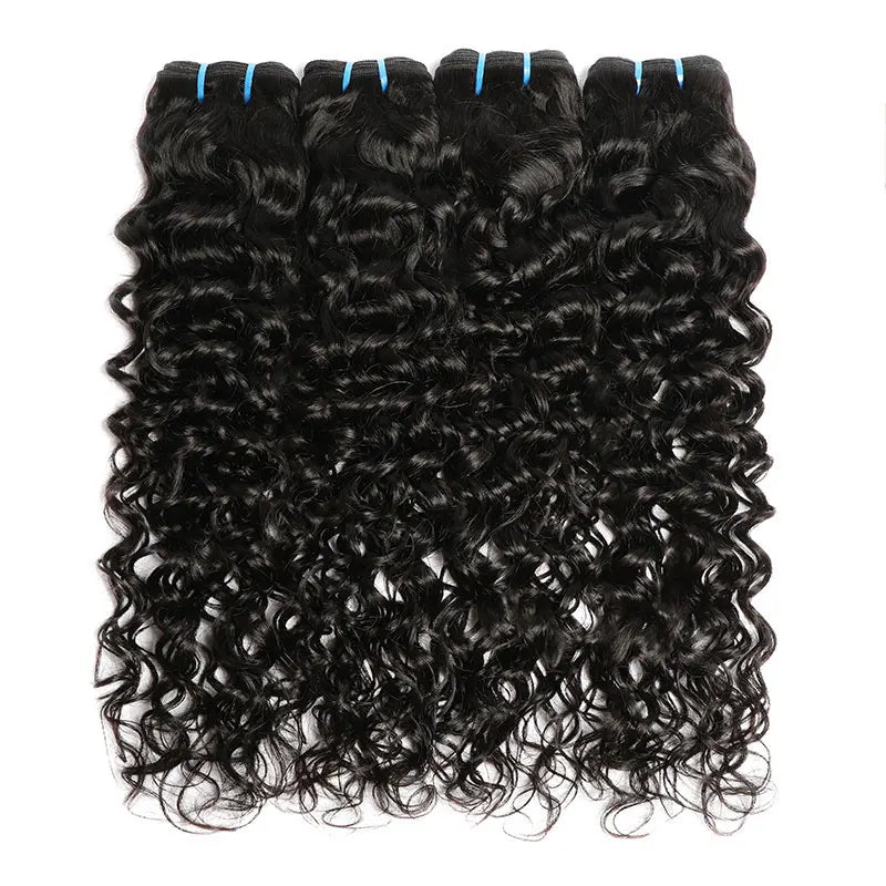 Premium Peruvian Water Wave Human Hair Bundles – Machine Double Weft, Natural Black, Dyeable & Styleable