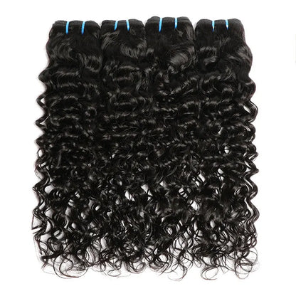 Premium Peruvian Water Wave Human Hair Bundles – Machine Double Weft, Natural Black, Dyeable & Styleable