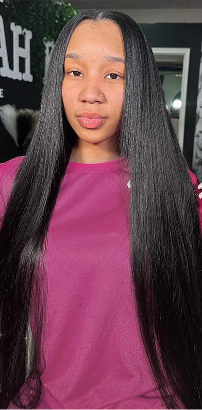 Straight Human Hair Extensions - Natural Black, Chemical-Free & Dye-Friendly