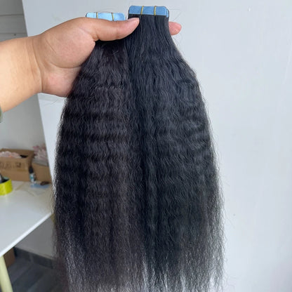 MRSHAIR Kinky Straight Tape-In Hair Extensions | 100% Human Hair | Natural, Reusable & Long-Lasting