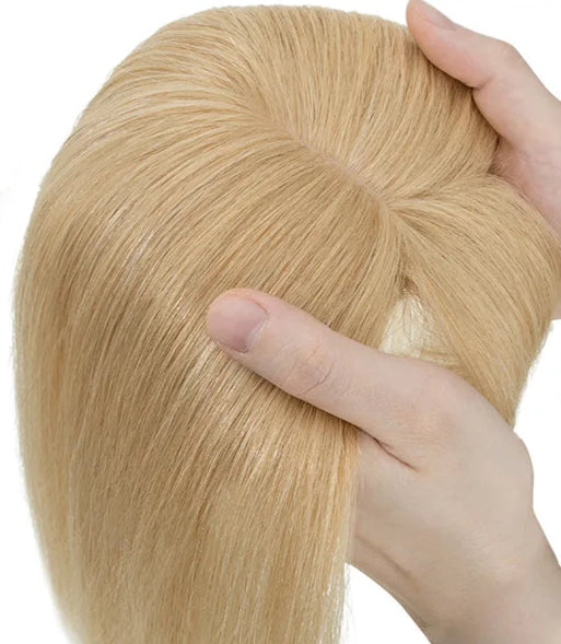 100% Real Human Hair Topper with Bangs – Natural Look, Tangle-Free, Multiple Colors & Sizes